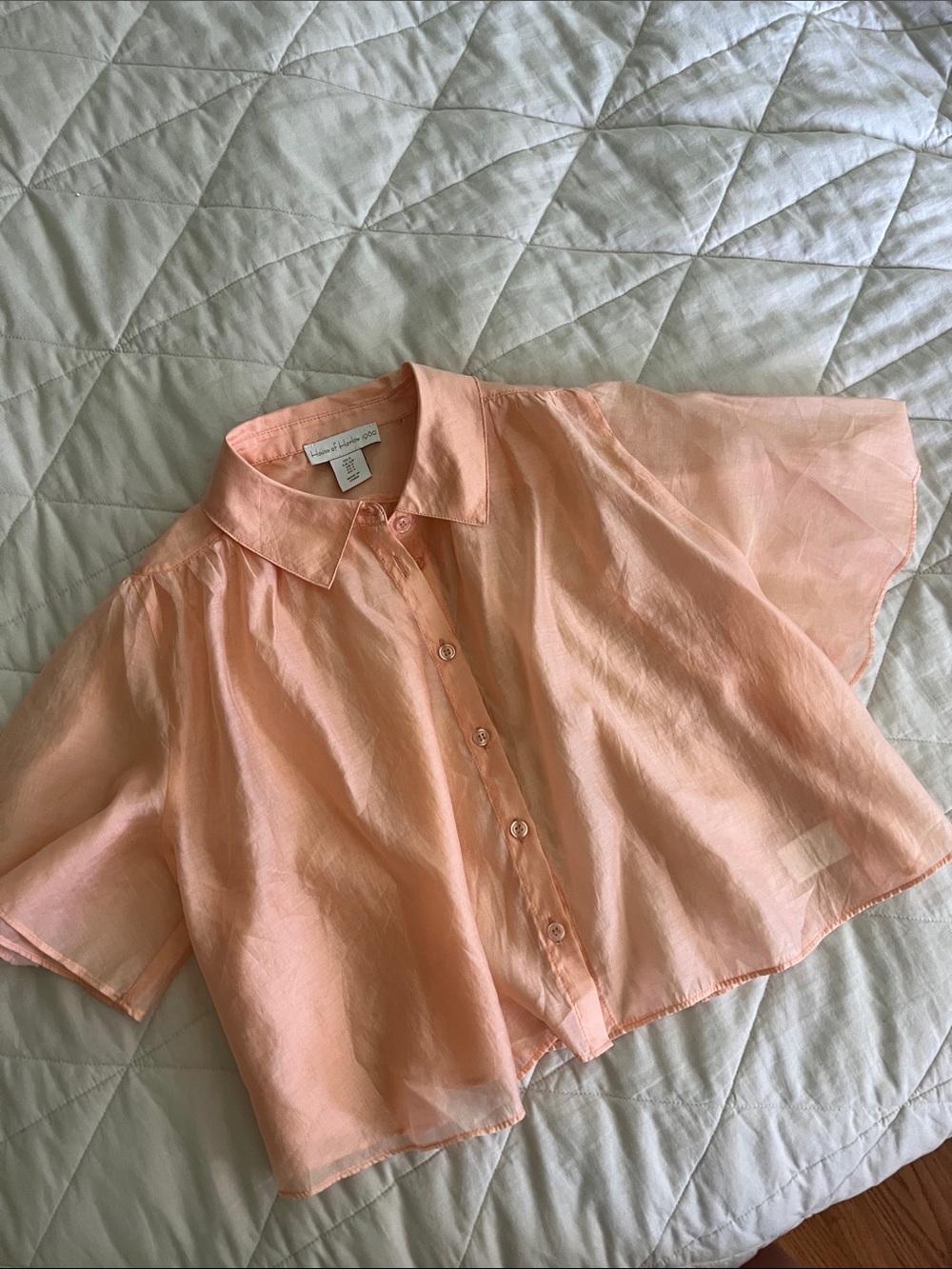 HOUSE OF HARLOW 1960 - Button Down Cropped Blouse peach - small - Picture 10 of 16